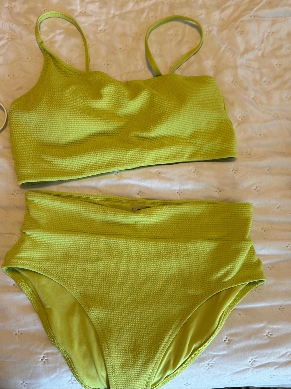 Old Navy Lime Textured High-Waist Bikini Set